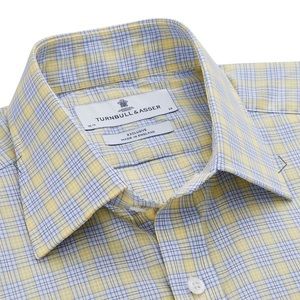 Turnbull & Asser Yellow Multi-Check Cotton Shirt Size 44/17.5